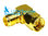 SMA-Winkeladapter Buchse/Stecker gold