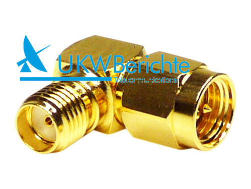 SMA-Winkeladapter Buchse/Stecker gold