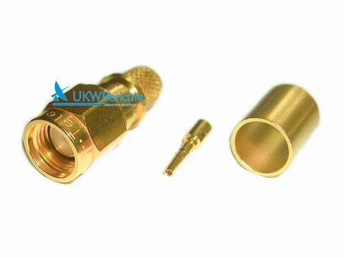 R-SMA Straight Plug for H 155, gold, solder/crimp