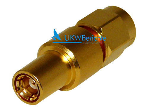 SMA plug to SMB jack adaptor, gold